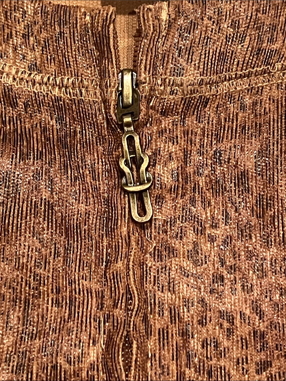 Suzi Chin Distressed Brown Leather Zip-Front Jacket - Picture 4 of 7